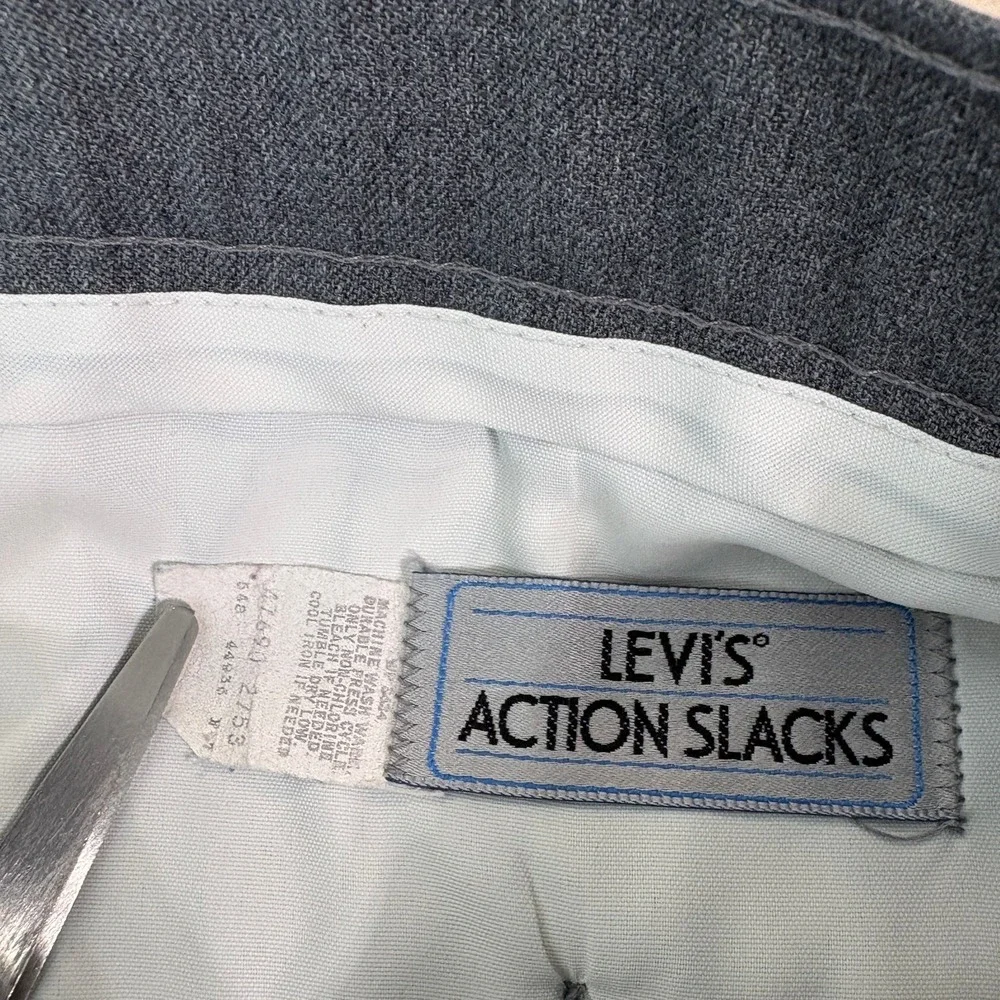 Vintage Levi's Action Slacks Dress Pants Mens 34X30 Gray Trousers Flat Business
